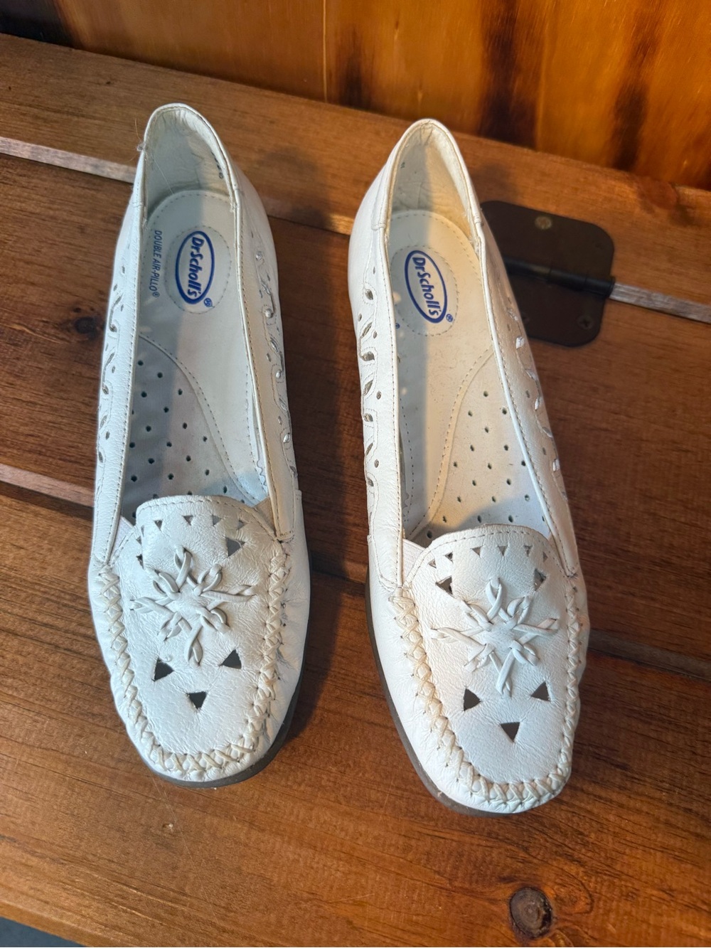 Dr. Scholl's White Perforated Floral Slip-On Loafers
